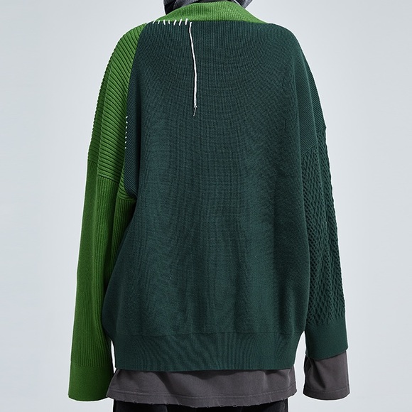 Vintage Loose Cardigan Knitted Sweaters for Women Stitch Patchwork B-12 - Picture 3 of 10